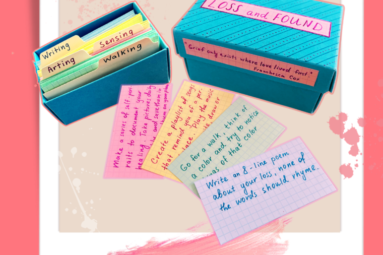 box of cards with activities to help deal with loss