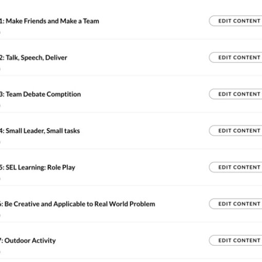 The course design outline for each day of the camp by using Articulate (a course design website)