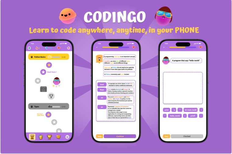 This image shows the main learning process in the Codingo App