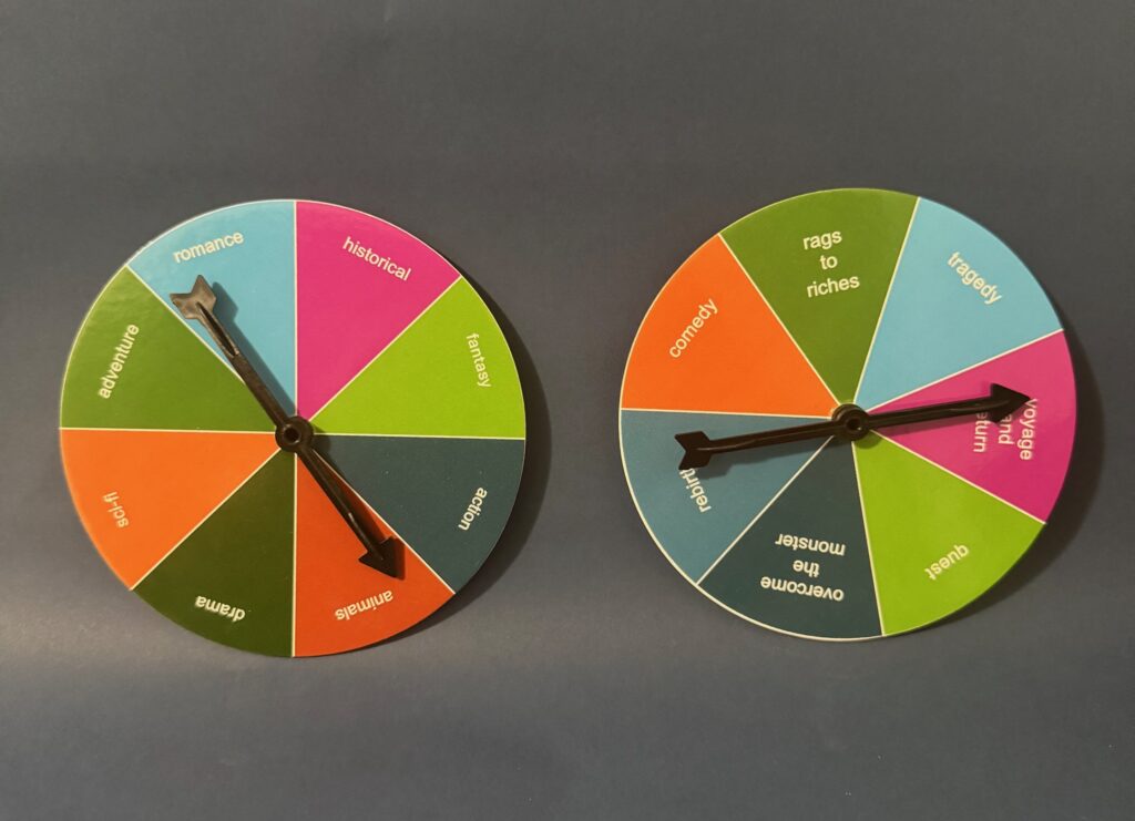 game spinners with story type and genres listed